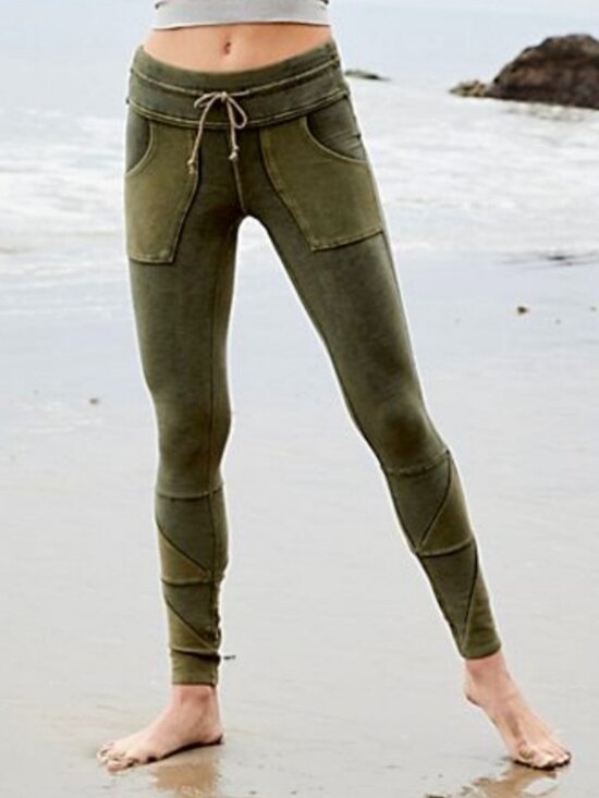 Free People Pants - Free People Movement Green Drawstring Waist Kyoto Leggings